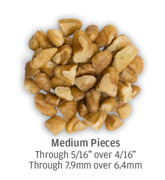 medium sized pecan pieces measuring up to 7.9 millimeters in size